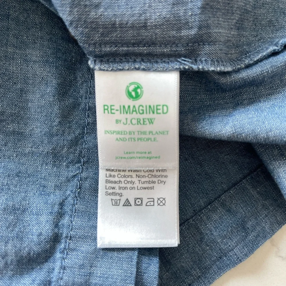 J. Crew Blue Button-Front Peasant Blouse with Tie Neck - Picture 6 of 6